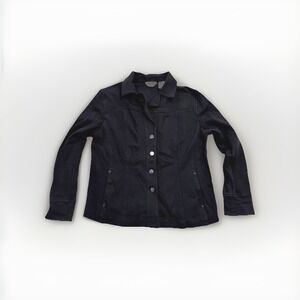 Laura Ashley Soft Knit Jacket Black Stretch Quiet Luxury Women's Petite Large PL